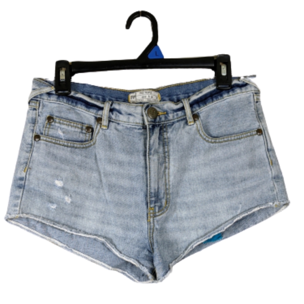 FREE PEOPLE Destroyed High Rise Denim Shorts